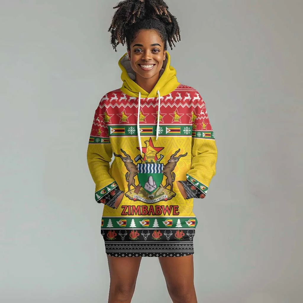 Afro Zimbabwe Christmas Hoodie Dress Coat Of Arms - African Pattern LT15