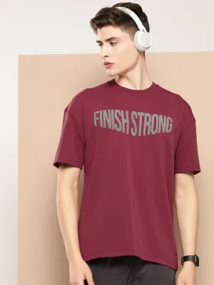 Alcis Men Typography Printed Drop-Shoulder Sleeves Dry Tech T-shirt