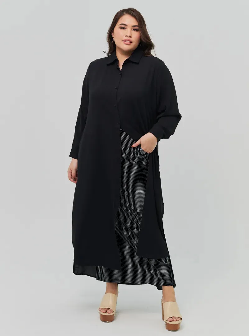 All Black Oversized Shirt Dress