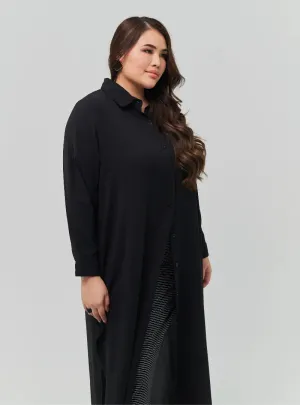 All Black Oversized Shirt Dress