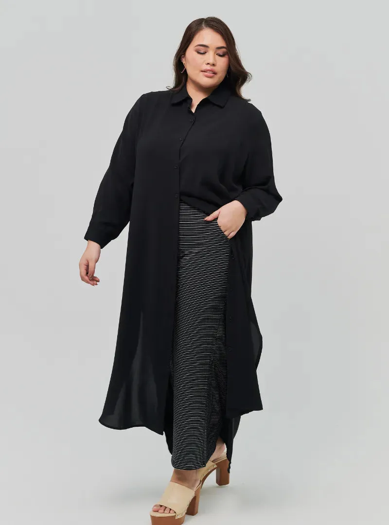 All Black Oversized Shirt Dress