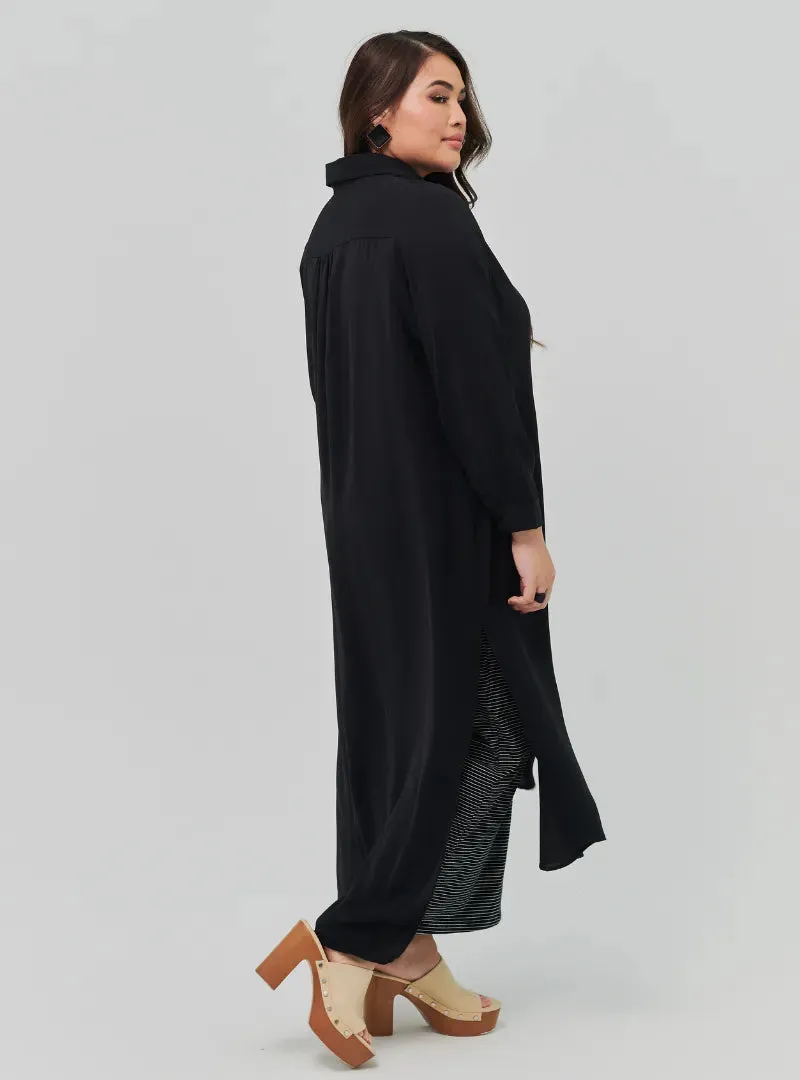 All Black Oversized Shirt Dress