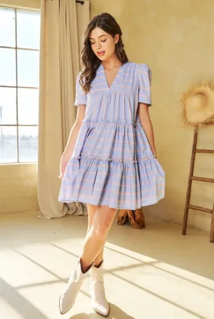 Allover Striped Ruffle Dress