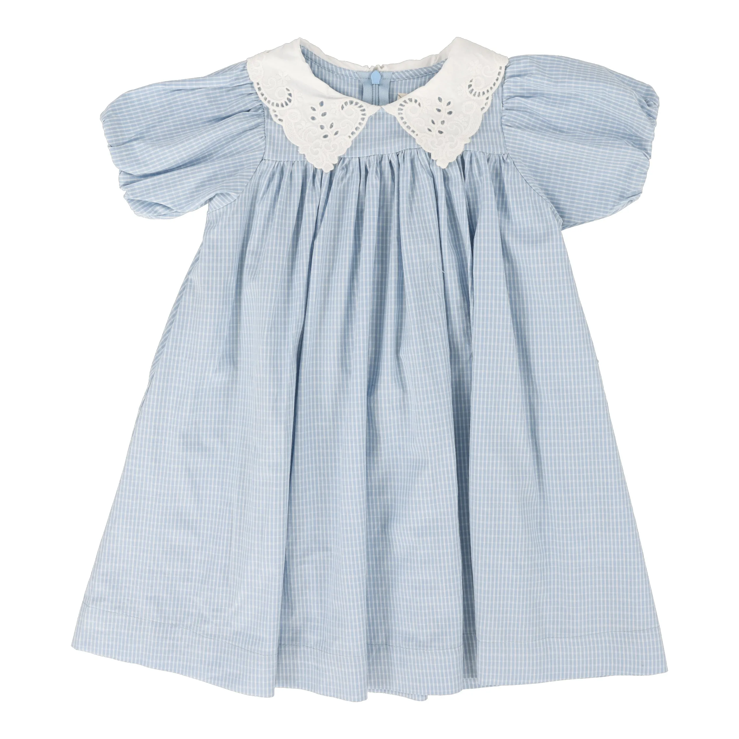 Analogie Windowpane Dress Short Sleeve - Light Blue