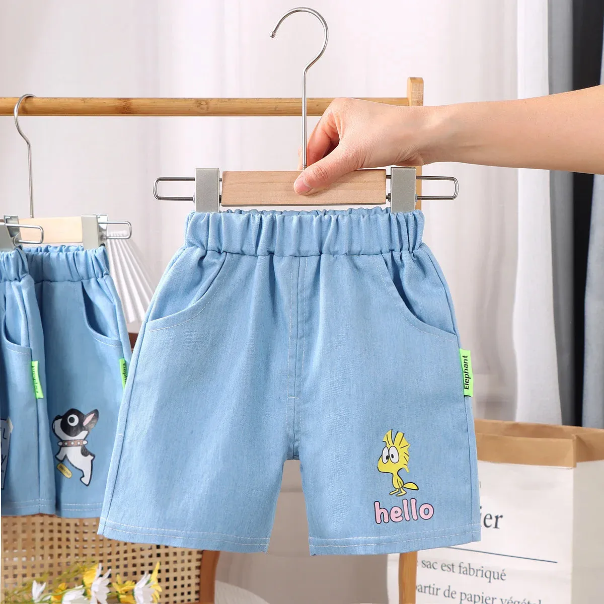 Animal Patchwork Denim Shorts