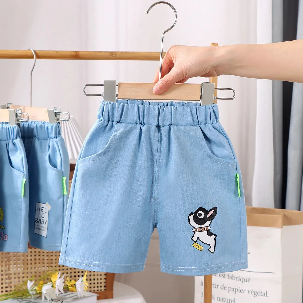 Animal Patchwork Denim Shorts