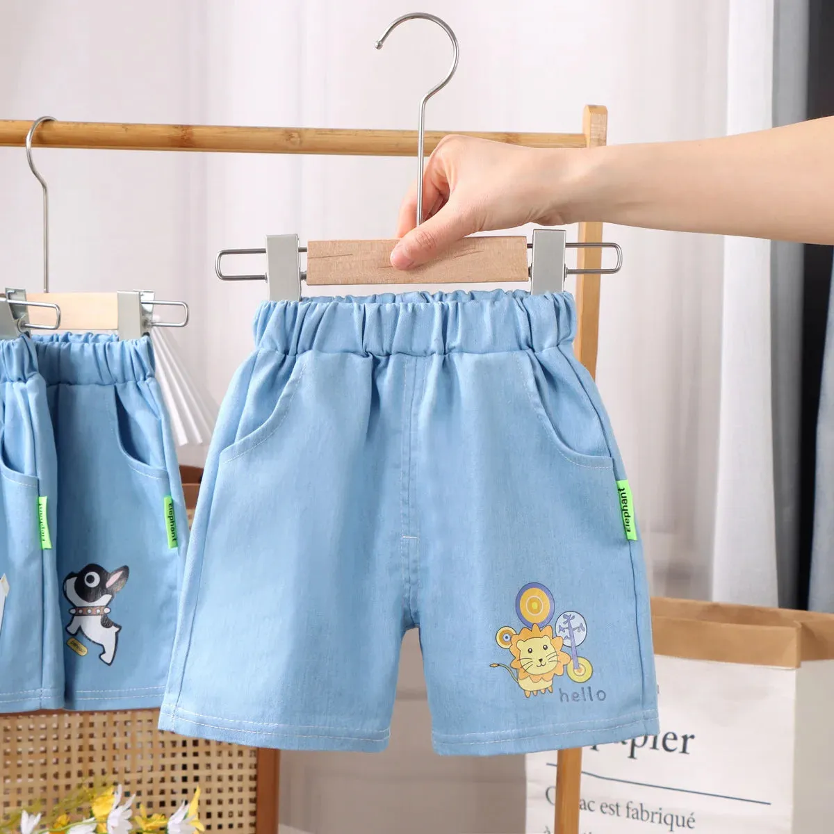 Animal Patchwork Denim Shorts