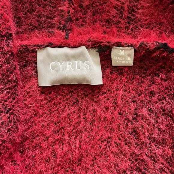 Anthro Buffalo Check Red/Black Open Front Cozy Vest Size Medium