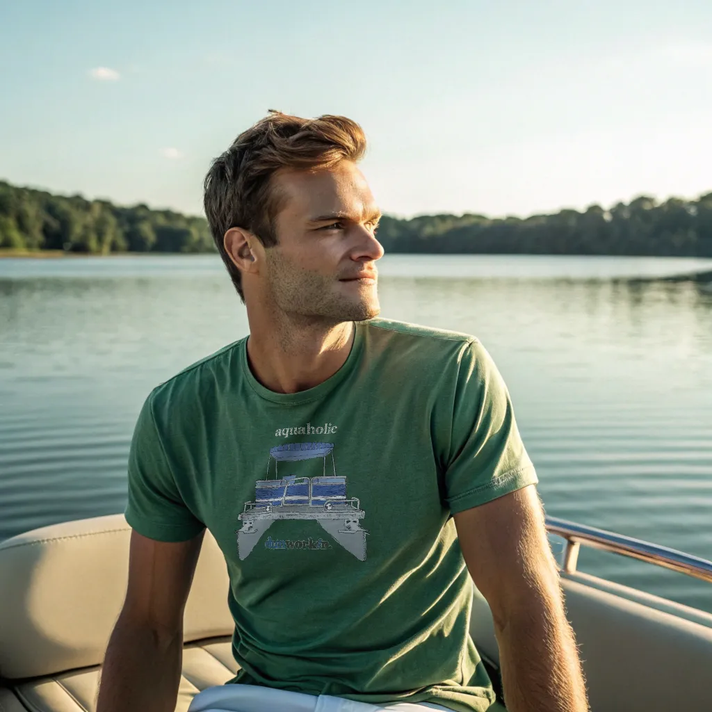 Aquaholic Pontoon Boat Men's Short Sleeve Tee