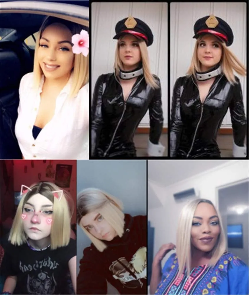Ash Blonde 14”  Long Two tone Ombre Bob Synthetic Hair Wig | Top Quality Heat Resistant Fiber | Human Hair Feel