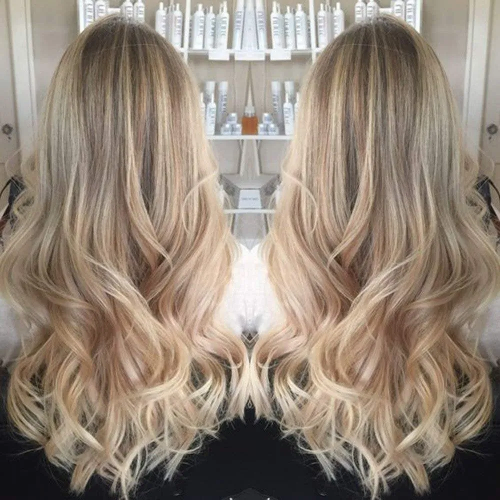 Ash Brown Natural Blonde Two Tone 25" Long Wavy High Density Synthetic Heat Resistant Wig One of the Very Best Unique Custom Handmade Units