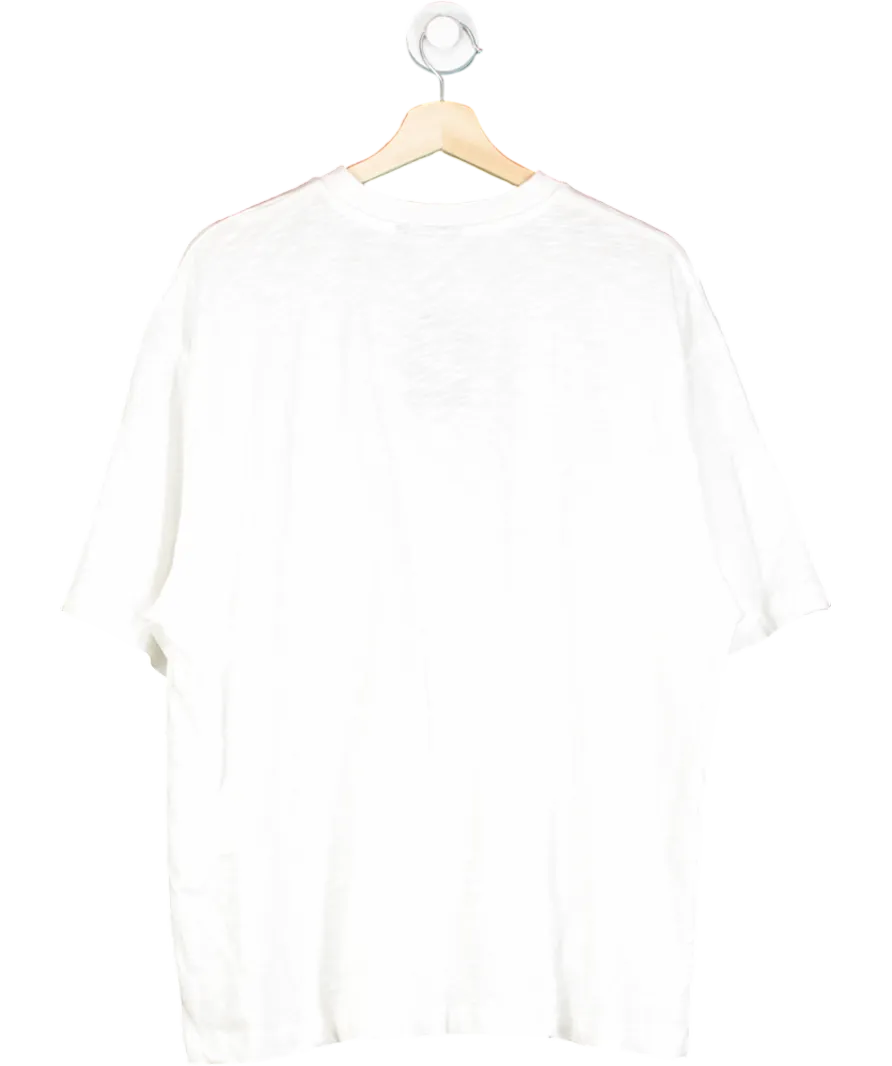 ASOS White Textured Boyfriend Fit T-shirt With Club Tropicana Graphic UK S