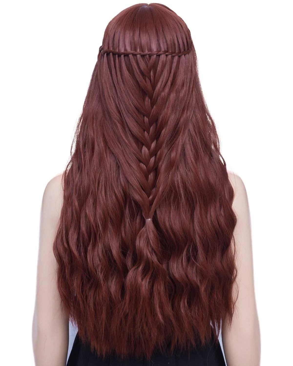 Auburn wig 28” wavy wig with bangs natural looking premium heat resistant synthetic