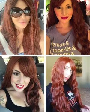 Auburn wig 28” wavy wig with bangs natural looking premium heat resistant synthetic