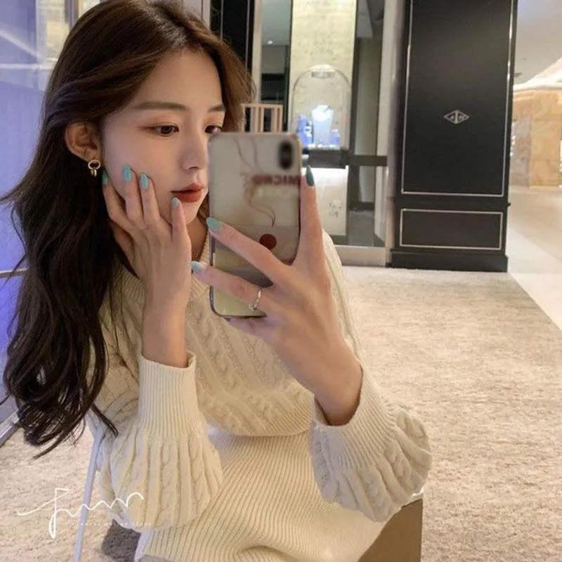 Autumn and Winter Slim Round Neck Sweater Dress Fashion Knitted Dress Solid Color Casual Women A-line Dress