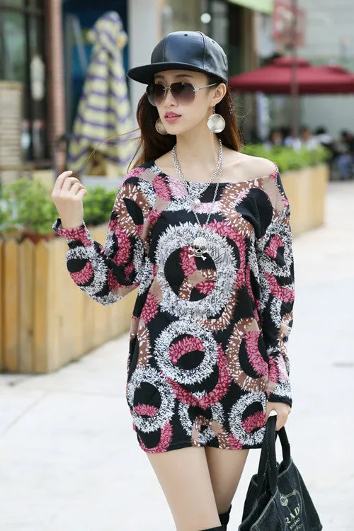Autumn winter women dress plus size ropa mujer long sleeve o-neck print tunic tops loose vestidos invierno woman clothes
