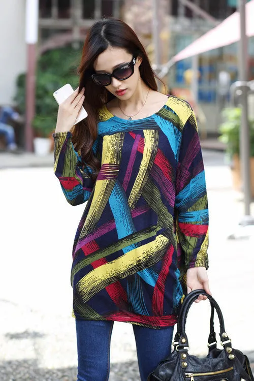 Autumn winter women dress plus size ropa mujer long sleeve o-neck print tunic tops loose vestidos invierno woman clothes