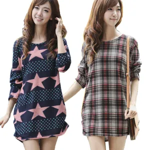 Autumn winter women dress plus size ropa mujer long sleeve o-neck print tunic tops loose vestidos invierno woman clothes