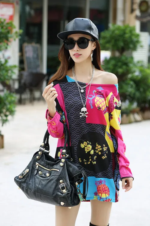 Autumn winter women dress plus size ropa mujer long sleeve o-neck print tunic tops loose vestidos invierno woman clothes