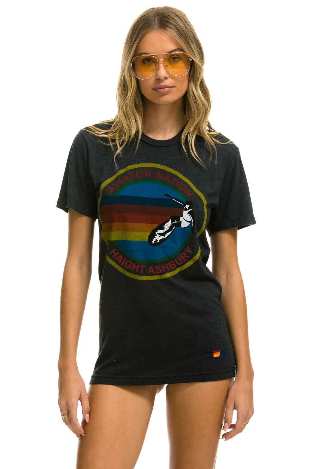 AVIATOR NATION HAIGHT ASHBURY TEE - CHARCOAL