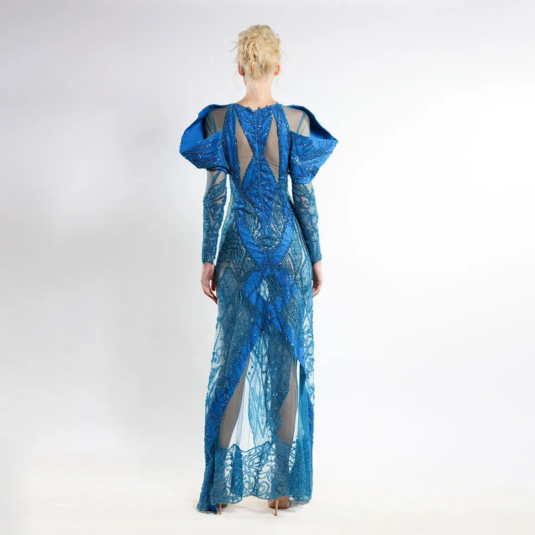 Azure Gemstone Elegance Dress