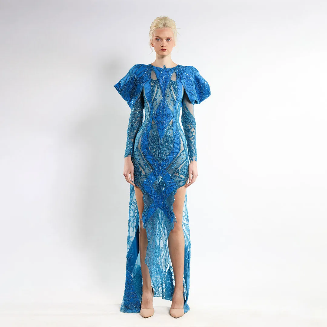Azure Gemstone Elegance Dress