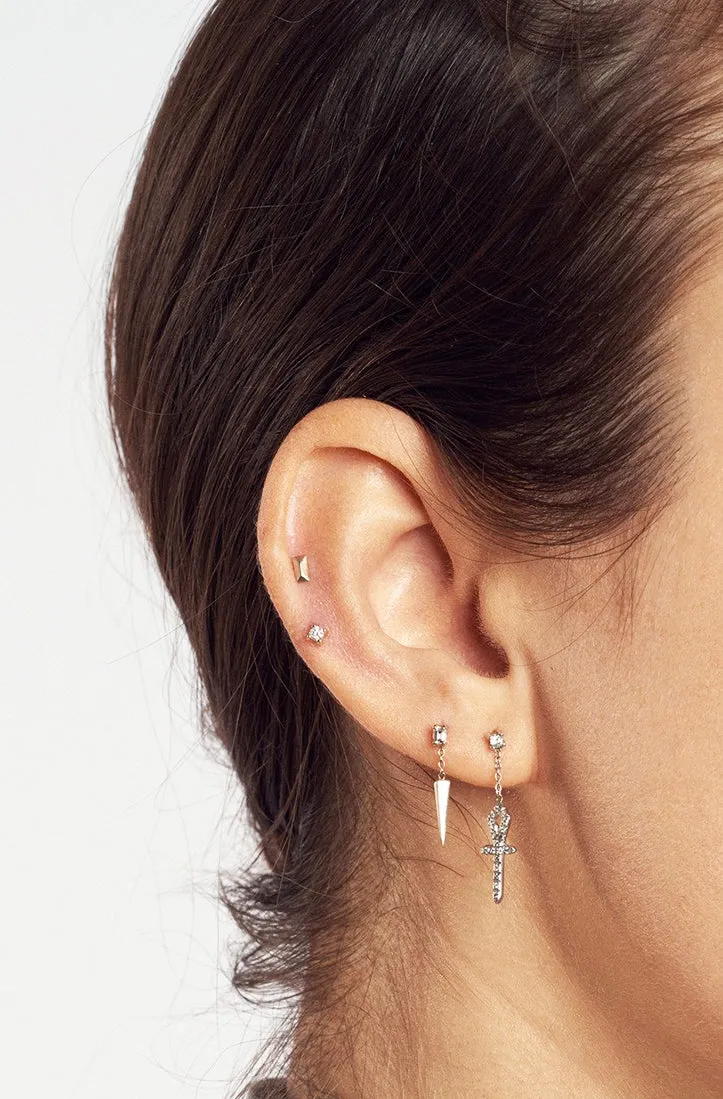 Baguette Shape Stud Earring