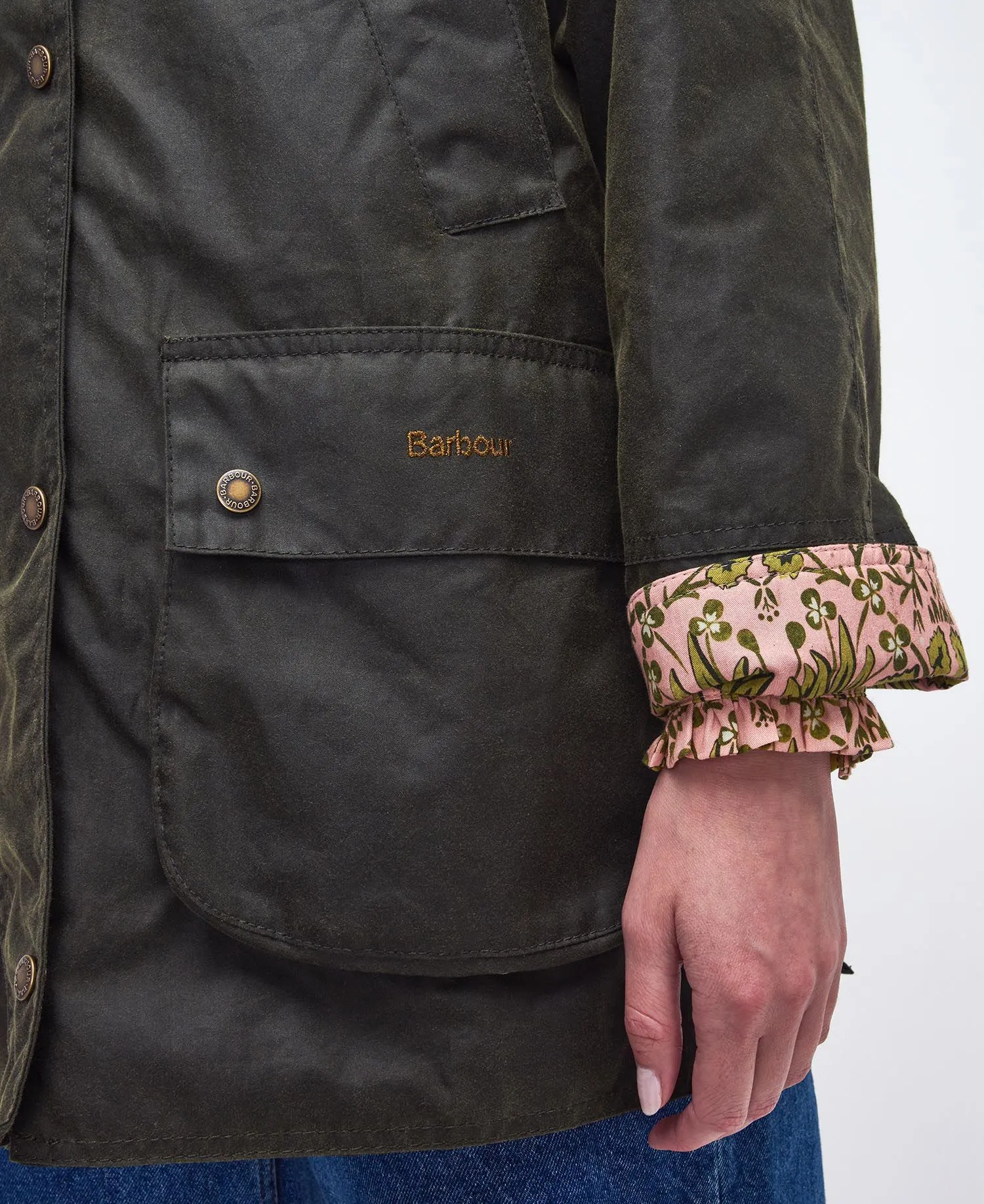 Barbour -  Barbour x William Morris Gallery Shelton Waxed Jacket - archive olive / eyebright