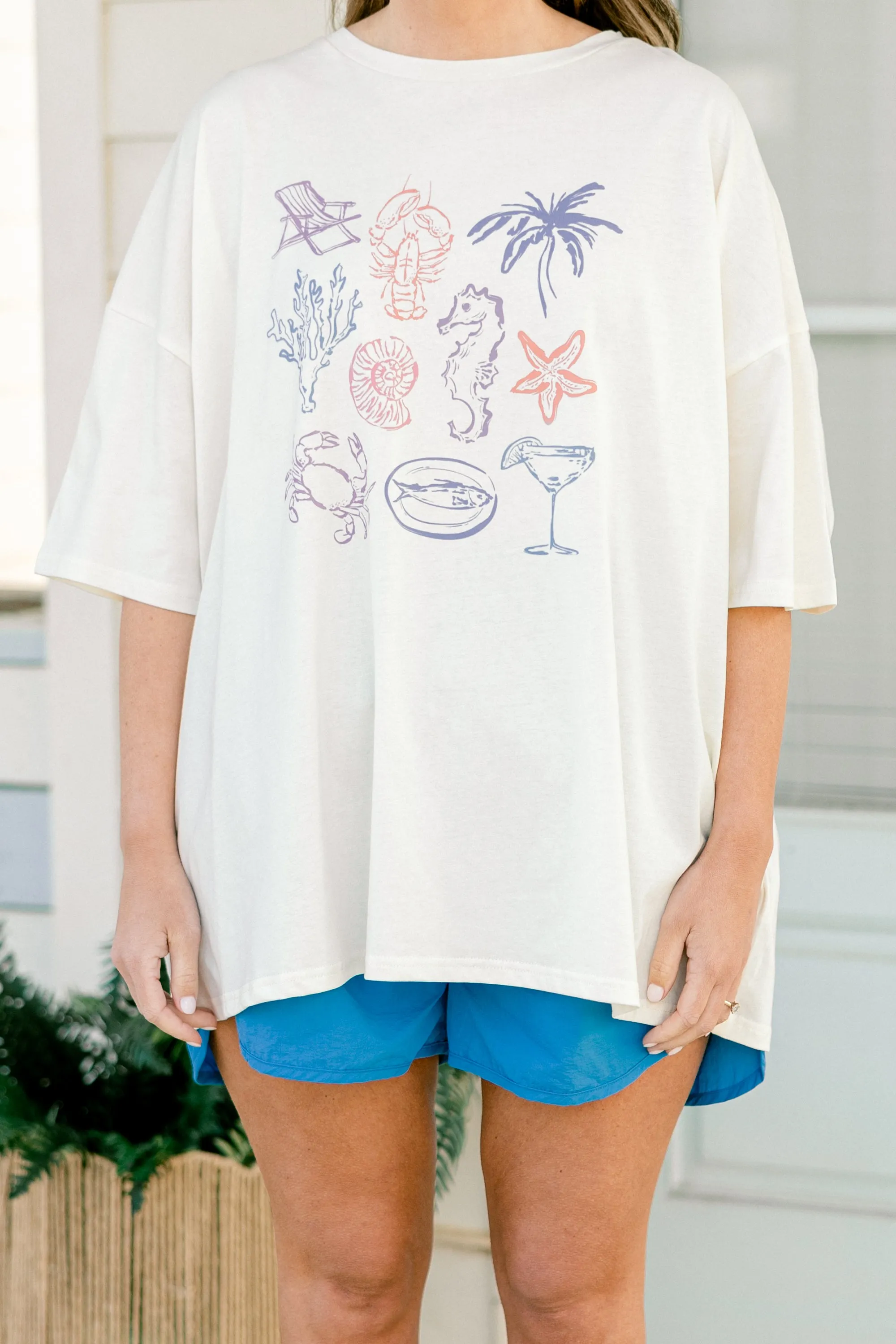 Beach Scene Boyfriend Tee, Ivory
