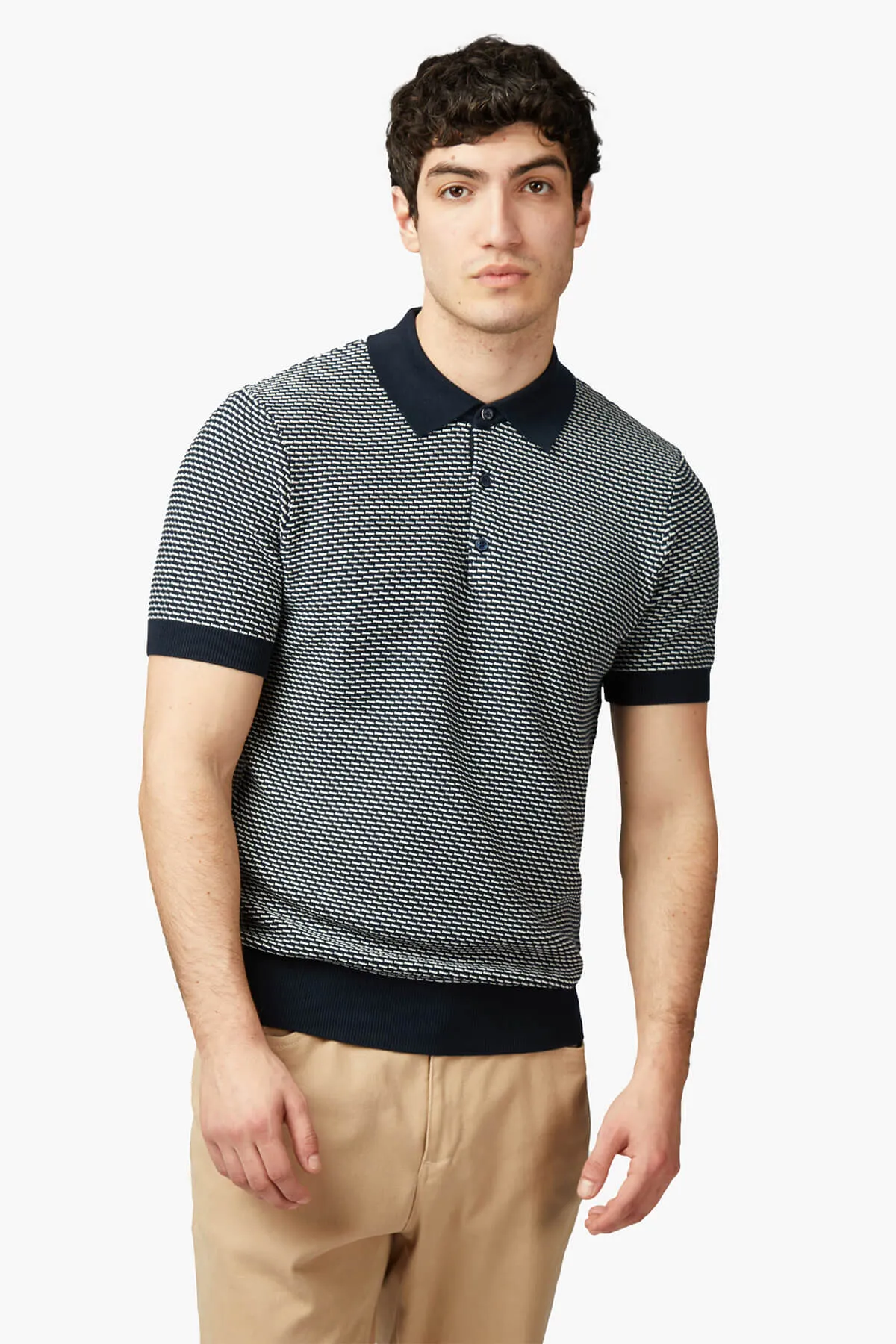 BEN SHERMAN | Bicoloured Textured Polo