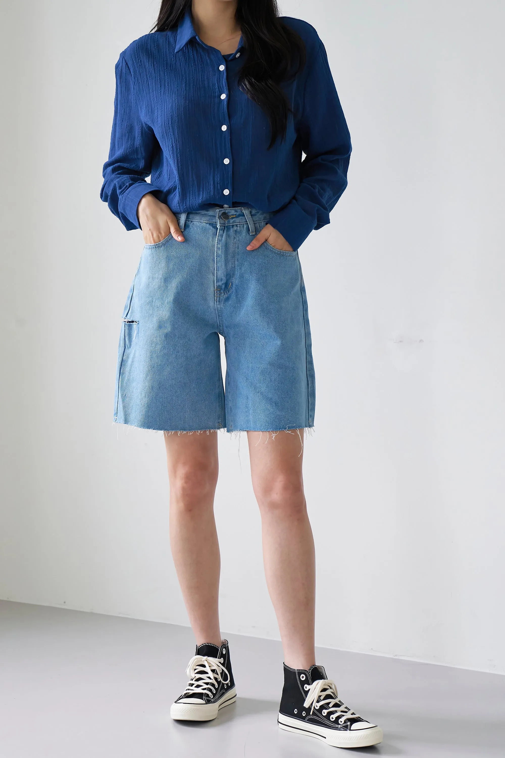Benny Cut-out Denim Shorts