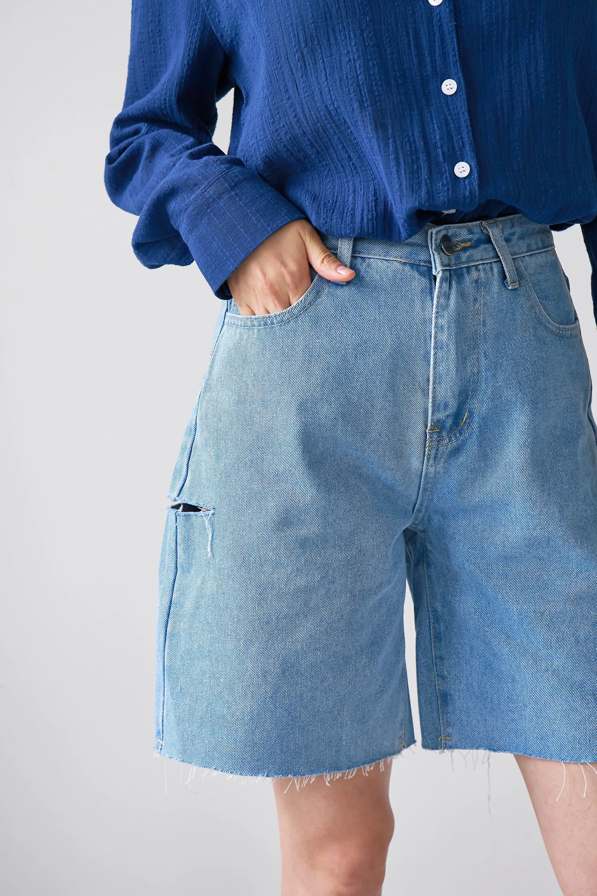 Benny Cut-out Denim Shorts