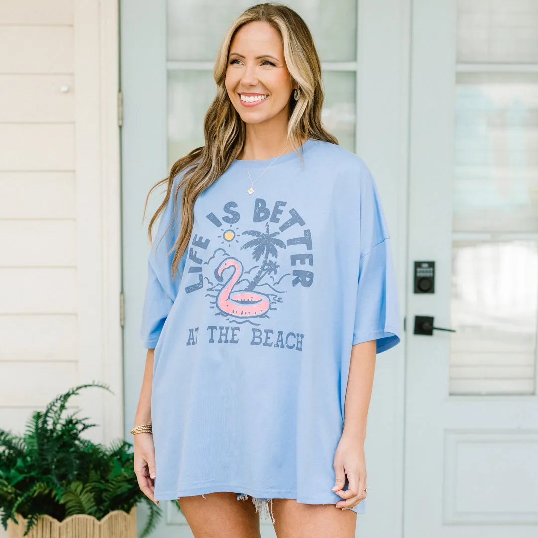 Better At The Beach Boyfriend Tee, Spring Blue