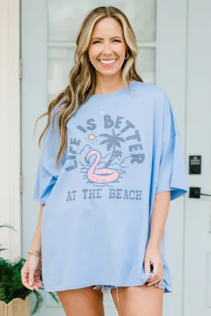 Better At The Beach Boyfriend Tee, Spring Blue