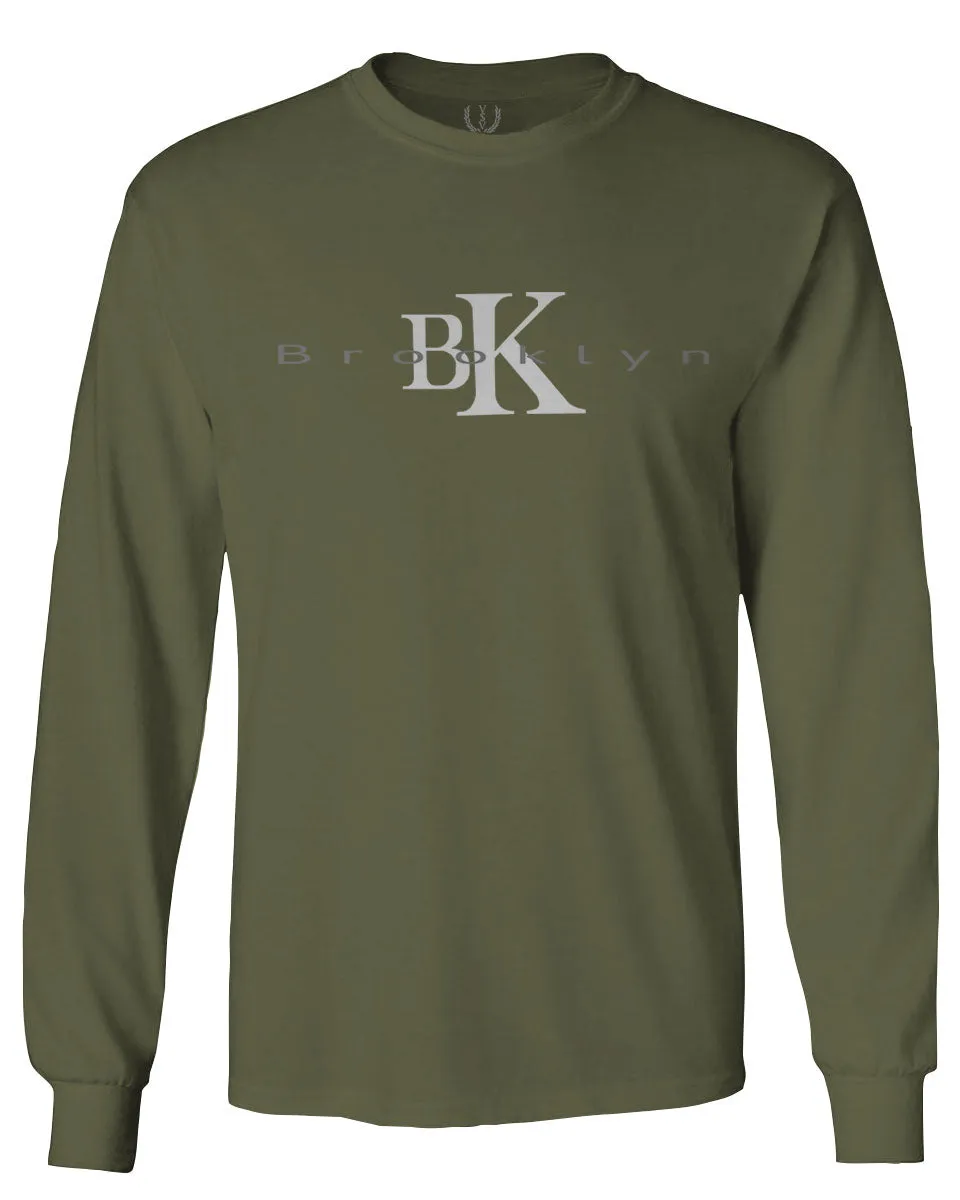 BK Brooklyn Street WEAR NYC New York Cool Fonts mens Long sleeve t shirt