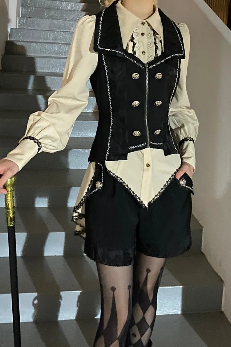 Black Hot Stamping Embroidery Ouji Handsome Cool Lolita Vest