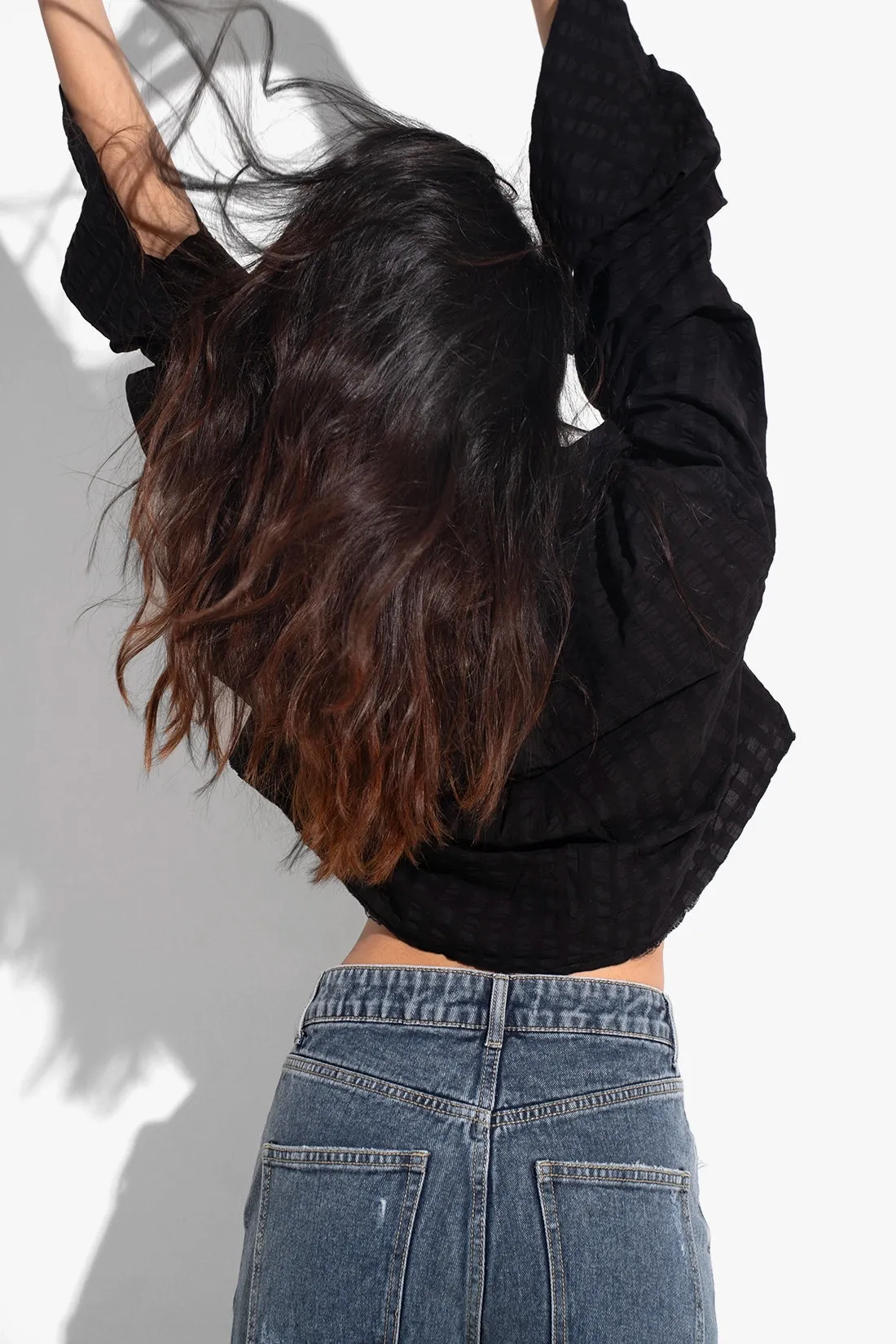 Black Oversized Cropped Shirt