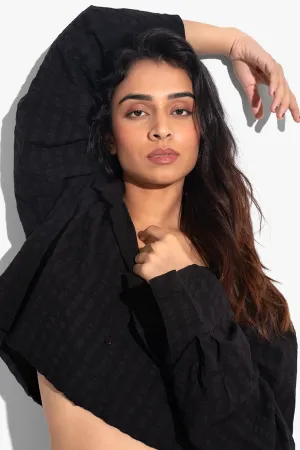 Black Oversized Cropped Shirt