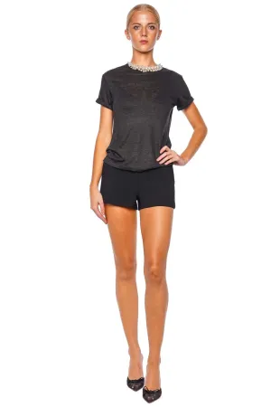 Black Satin Tuxedo Short