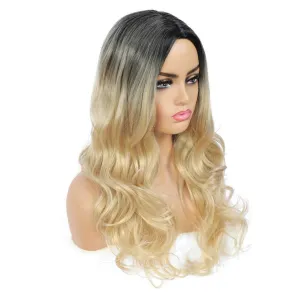 Blonde ombre wavy 24" | trendy wigs | synthetic top quality heat resistant fiber | human hair feel | free shipping 35  delivery 3 to 5 days