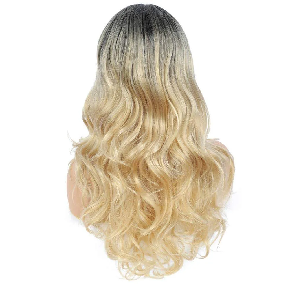 Blonde ombre wavy 24" | trendy wigs | synthetic top quality heat resistant fiber | human hair feel | free shipping 35  delivery 3 to 5 days