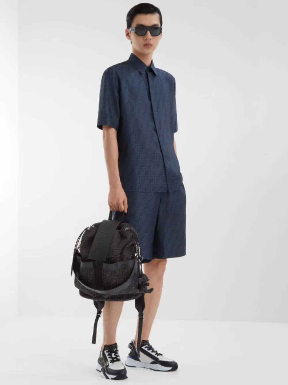 Blue FF Silk Bermuda Shorts