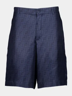 Blue FF Silk Bermuda Shorts