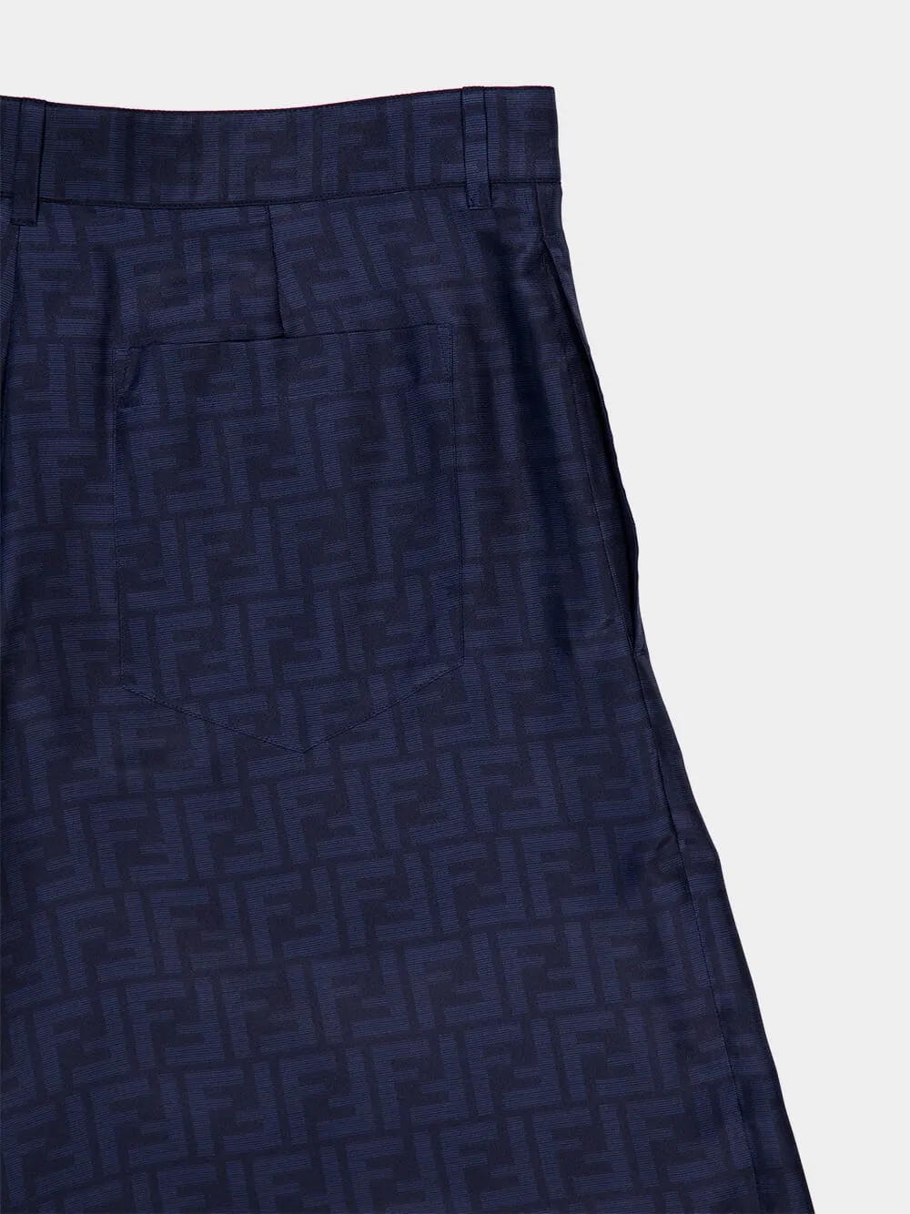 Blue FF Silk Bermuda Shorts
