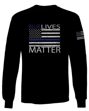 Blue Lives Matter American Flag Thin Blue Line USA Police Support mens Long sleeve t shirt