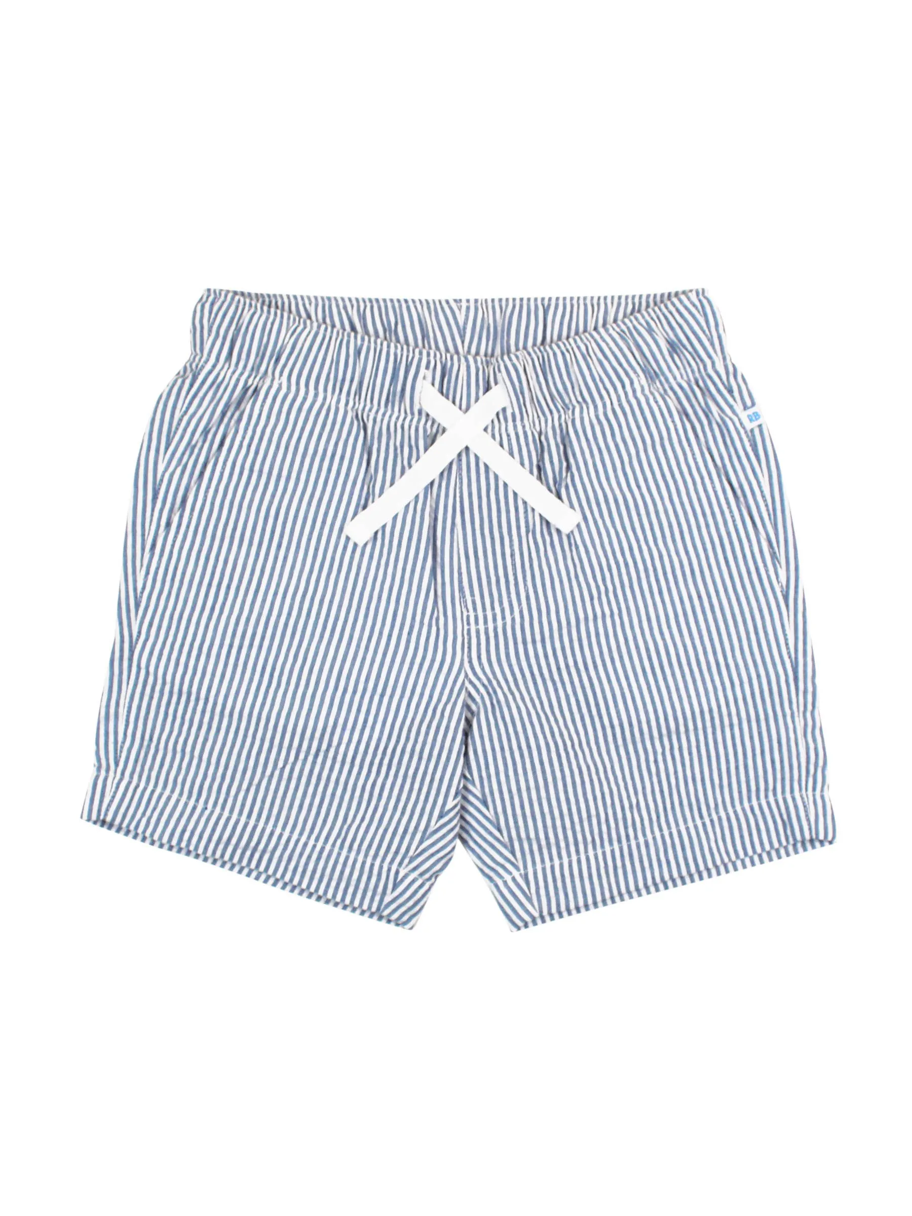 Blue Seersucker Pull-on Shorts