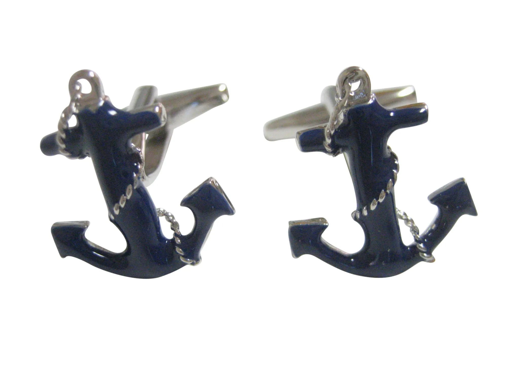 Blue Toned Textured Nautical Anchor Cufflinks