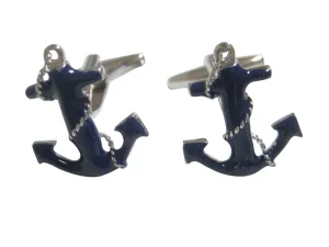 Blue Toned Textured Nautical Anchor Cufflinks