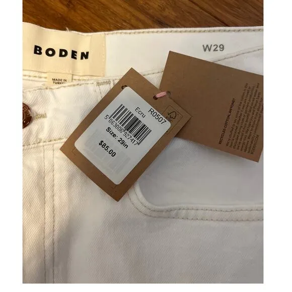 Boden Rigid Beach Shorts Ecru/white Denim Cut Off Shorts Womens NWT Size 29