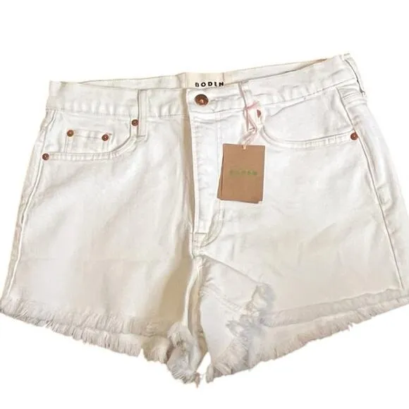 Boden Rigid Beach Shorts Ecru/white Denim Cut Off Shorts Womens NWT Size 29
